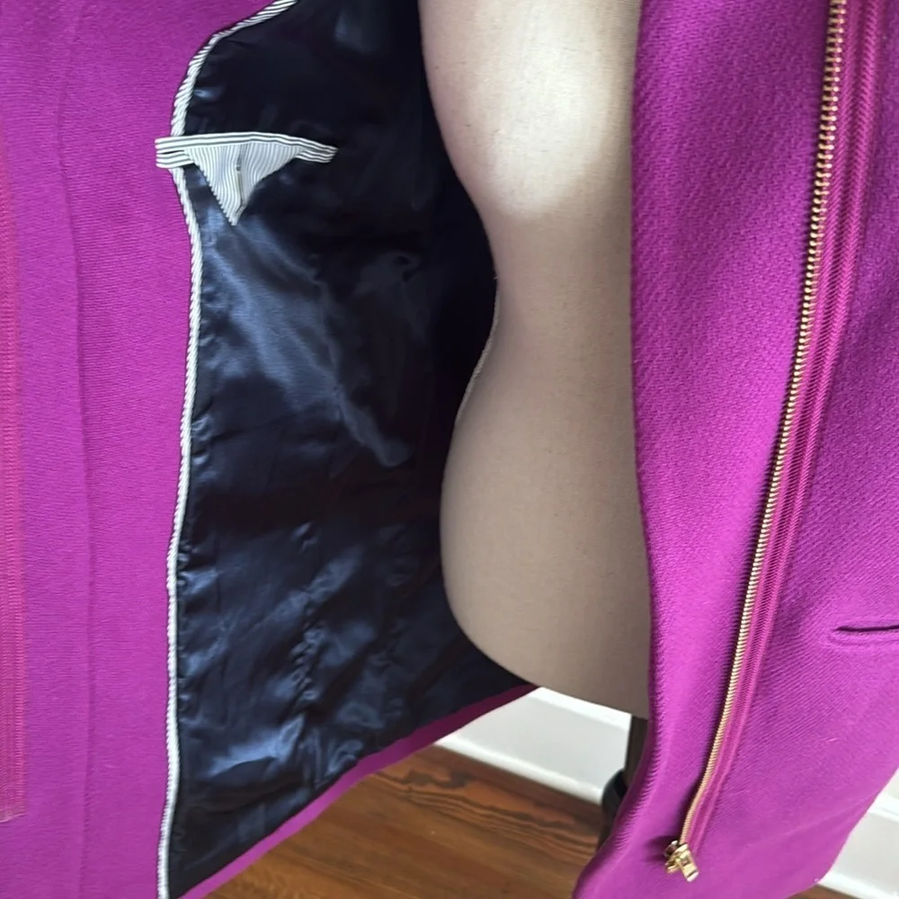 J Crew Cocoon Coat Wool Plum Purple Size 0 Stadium Cloth Nello Gori - Picture 6 of 9